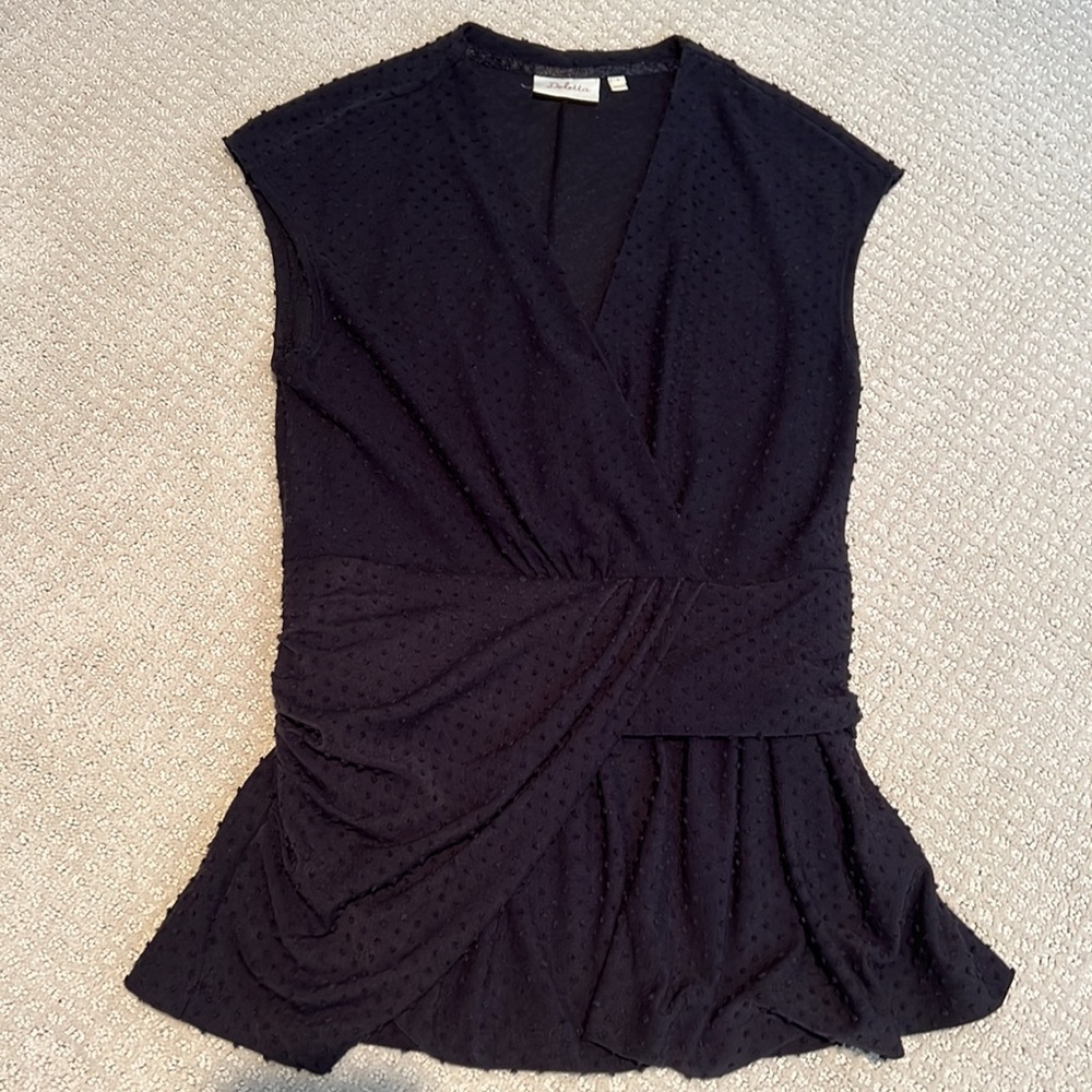 Deletta Anthropologie Swiss Dot Peplum Shirt Small